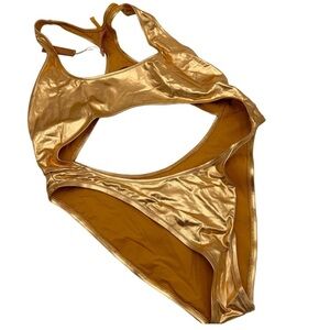 Skims Gold Cutout Swimsuit